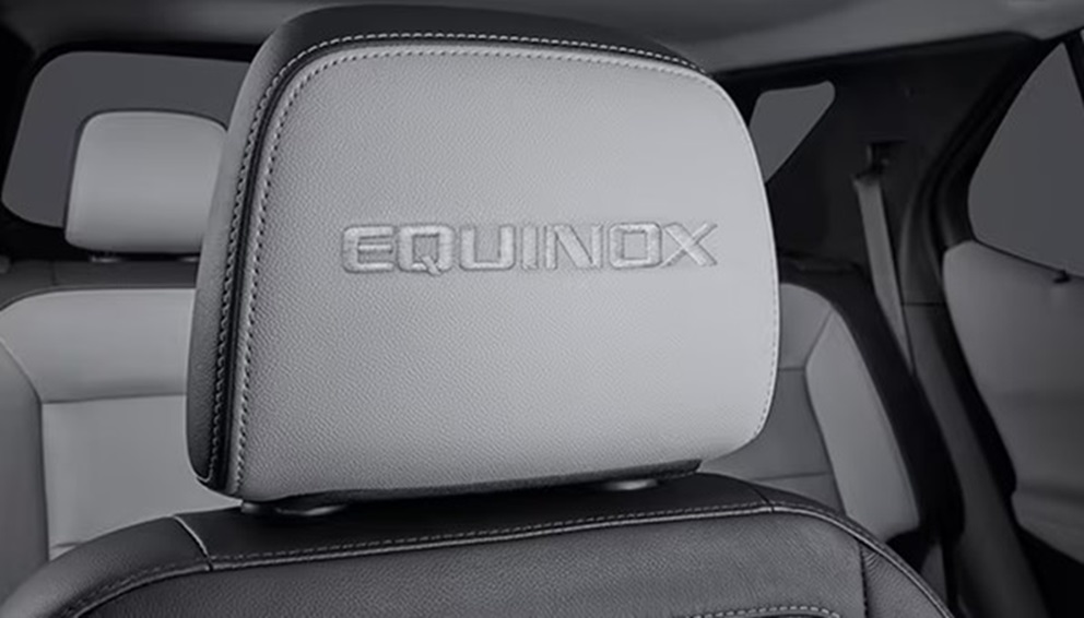 Embroidered front row headrests with Equinox logo on front