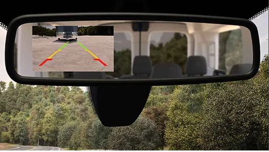 Rear View Display in Rearview Mirror